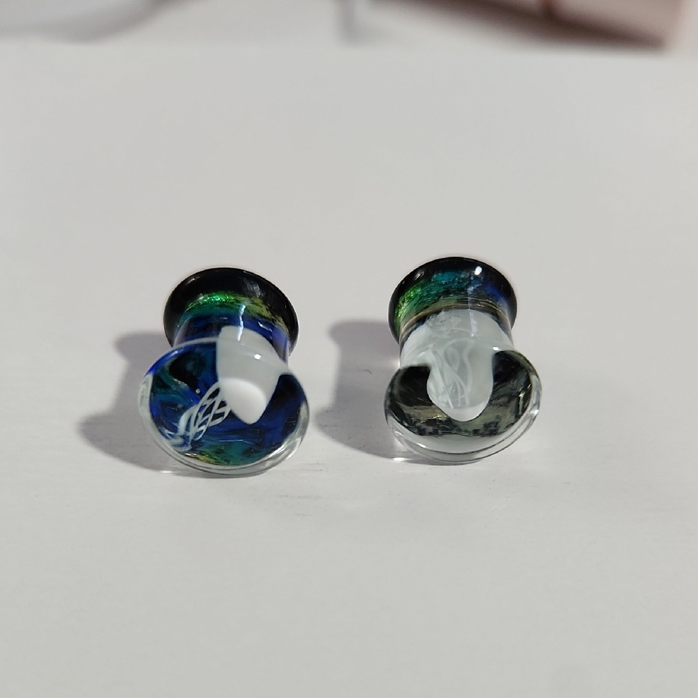 Glass Plugs With Jellyfish & Reef Design